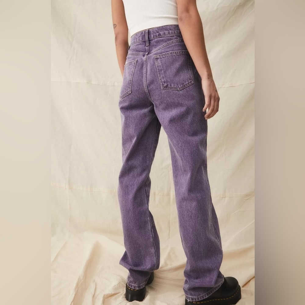 BDG UO Washed Denim Purple Kaye Straight Leg Jeans Women’s Size W32 Cut Raw Hem - Picture 13 of 14